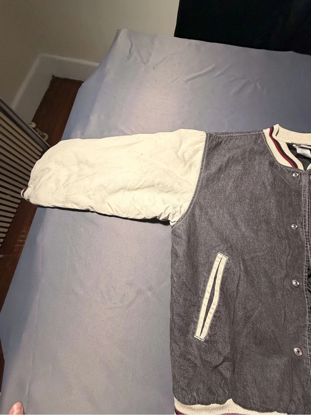 Vintage-Style Mickey Mouse Black and Cream Varsity Jacket
